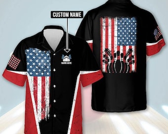 USA Bowling Flag  Baseball Jersey - Hawaii shirt - T-shirt - Polo shirt