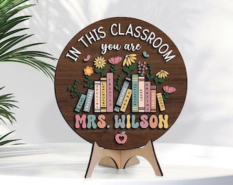 Personalized 3D Teacher Door Hanger, Teacher Appreciation Gifts, Custom Teacher Name Sign Plate for Desk, Teacher Gift, Teacher Welcome Sign