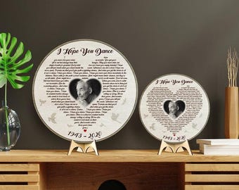 Personalized Round Wood Sign with Custom Photo and Lyrics, Memorial Gifts
