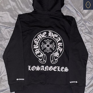 Black Zip Up Hoodie Los Angeles Streetwear Hoodie Unisex Full Zip Sweatshirt with Graphic Design