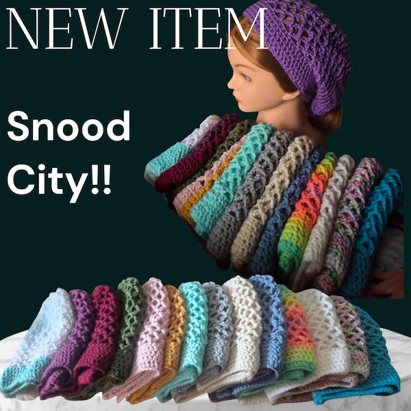 Redecillas para el cabello tipo snood de ganchillo hechas a mano - Elige el color que prefieras. Por favor, indícame el color en un mensaje.