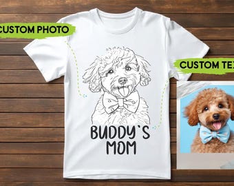 Custom Pet Portrait T-Shirt: Dog Mom Gift, Personalized Photo & Text Tee, Birthday Gift Shirt