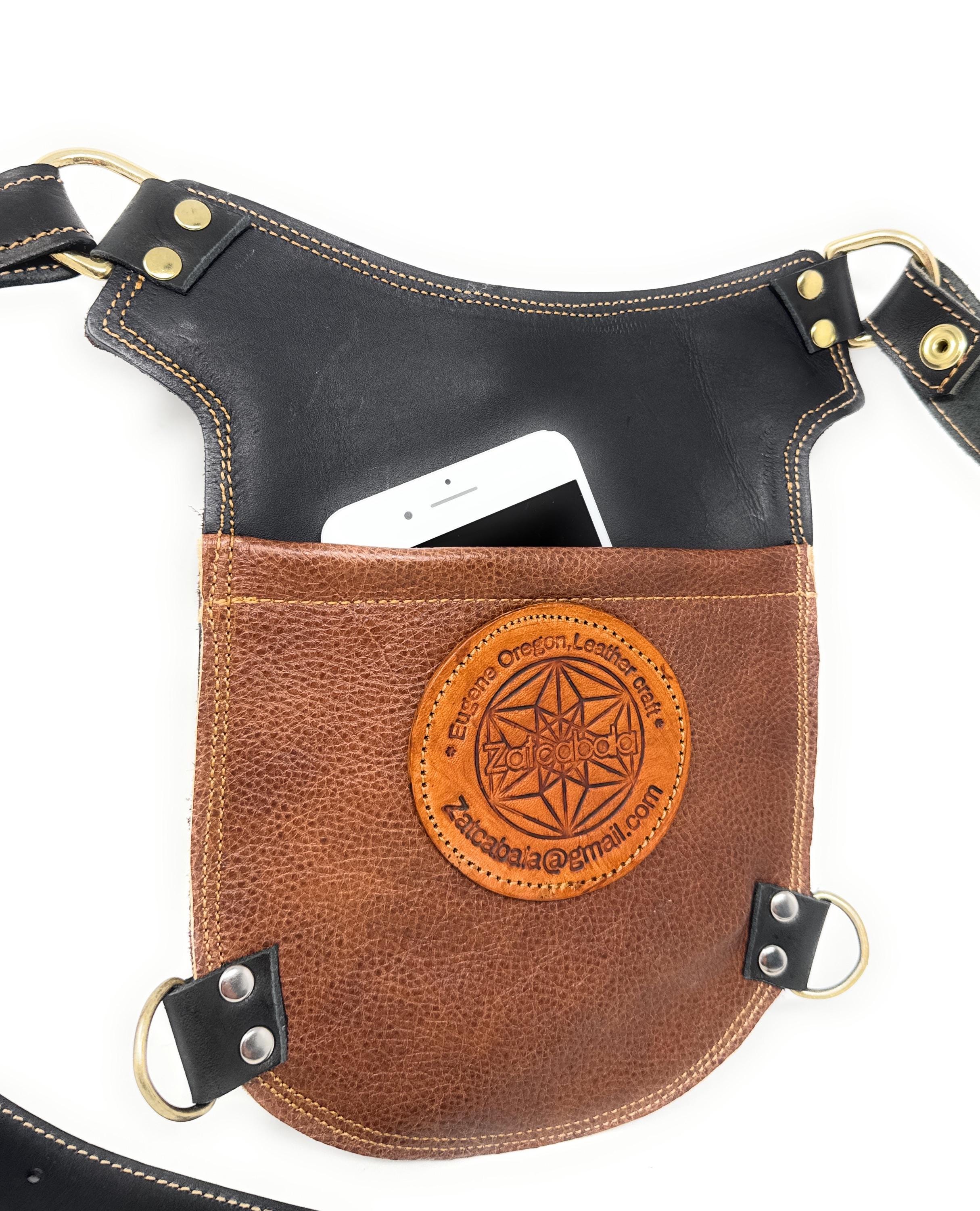 HAND CRAFTED 100% Genuine Leather Pocket Hip Belt Amazon.com | Genuine Leather Slim Waist Pack for Man & Woman  main image 2
