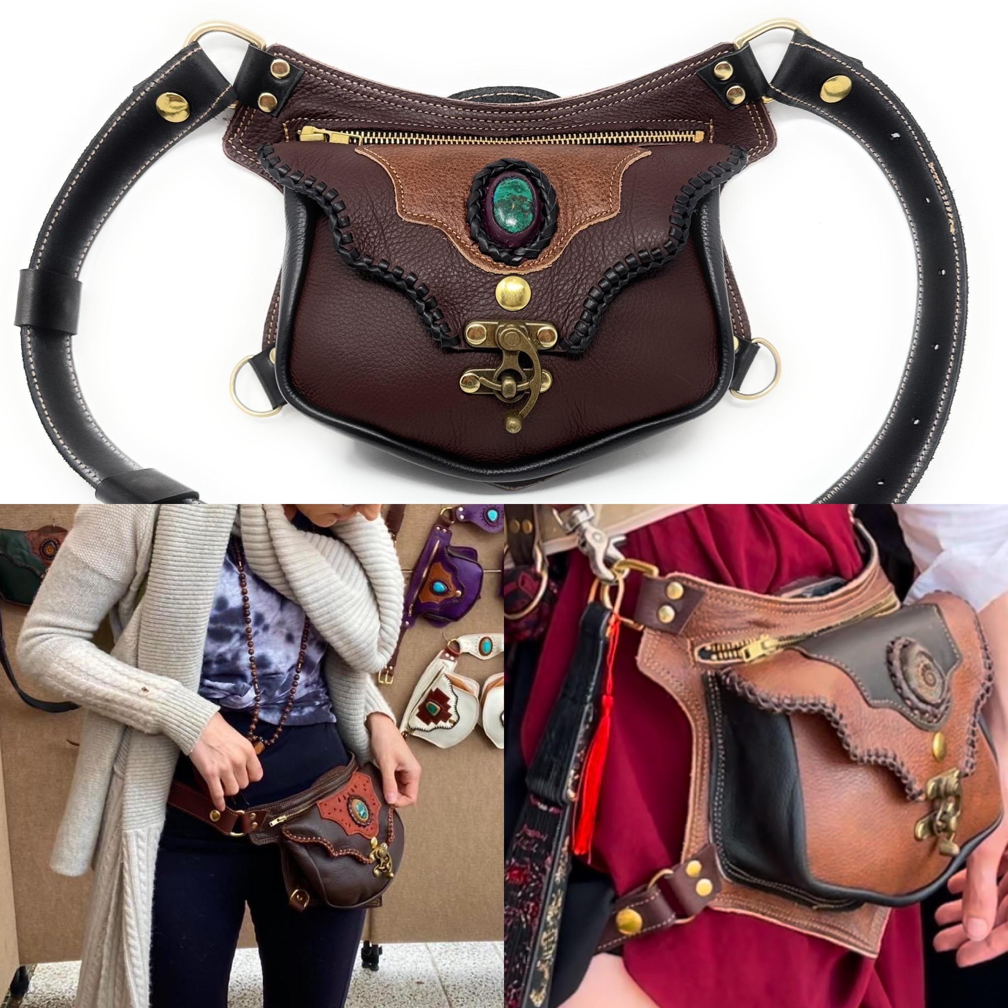 Handmade Leather Hip Bag With Gemstone, Renaissance Style - Etsy