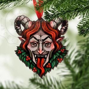 KRAMPUS Christmas Tree Ornament, Wood Krampus Ornament, Merry Krampus, Folklore, Gothic Christmas Ornament, Goth Christmas Decor, Decoration
