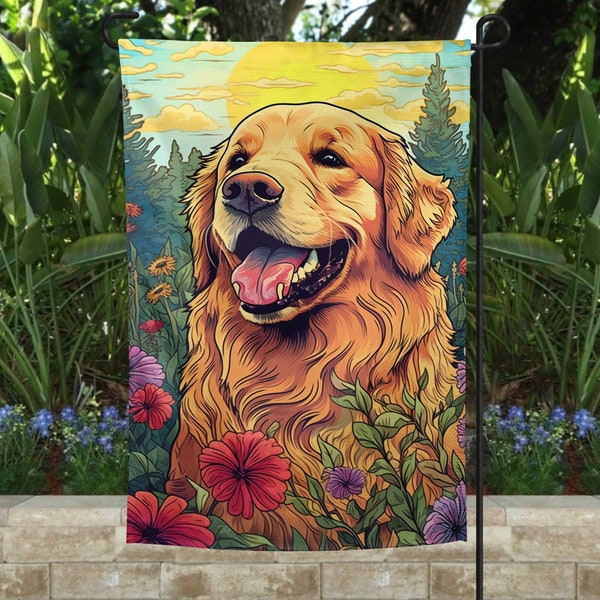 Golden Retriever Dog Garden Flag for Golden Retriever Lovers, Dog Home Decor for Dog Lovers, Welcome Flag, Dog Decor, Housewarming Gift