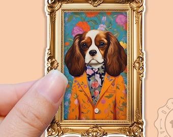 Cavalier King Charles Spaniel Sticker for Cavalier Lovers, Dog Portrait, Cute Vinyl Dog Sticker, Waterproof Sticker for Water Bottles