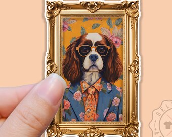 Cavalier King Charles Spaniel Sticker for Cavalier Lovers, Dog Portrait, Cute Vinyl Dog Sticker, Waterproof Sticker for Water Bottles