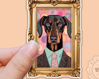 Doberman Pinscher Sticker for Doberman Pinscher Lovers, Doberman Pinscher Portrait, Vinyl Dog Sticker, Waterproof Sticker for Water Bottles