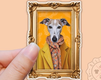Greyhound Sticker for Greyhound Lovers, Greyhound Portrait, Cute Vinyl Dog Sticker, Waterproof Sticker for Water Bottles, Laptop Decal
