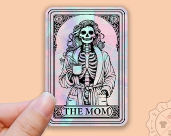 Holographic The MOM Sticker, Tarot Card, Iridescent, Skeleton Tarot, Witchy Stickers, Water Bottle Sticker, Laptop Decal, Mother's Day