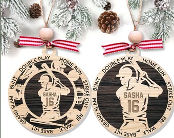 Customized Softball Ornament, Softball Christmas Tree Ornament Softball Team, Softball Player Gift, Personalized Ornament, Girls Softball