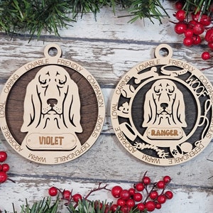 Personalized BASSET HOUND Custom Dog Ornament, Basset Hound Christmas Tree Ornament, Basset Hound Gift, Dog Wood Christmas Tree Ornament