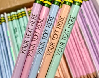 Personalized Pencils, Laser Engraved Pencils, Pastel Color Custom Pencils, Student Gift, Custom Pencil Set, Dixon Ticonderoga,Back to School