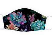 Succulents Face Mask, Black Face Mask, Reusable Face Mask, Face Mask Fashion, Washable Face Mask, Polyester Cotton Face Mask Quarantine Cute