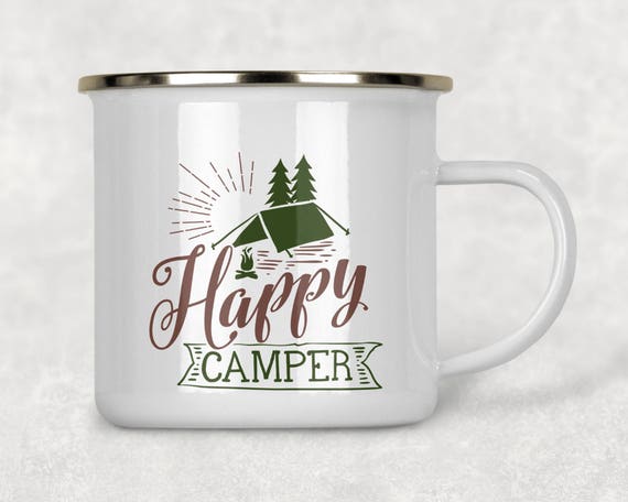 Happy Camper taza, camping taza de café, taza de la fogata, regalo