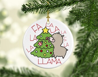 FA LA LA La Llama, Llama Ornament, Llama decor, Llama gift, Llama Christmas, Kawaii ornament, Christmas ornament, Funny Ornament, Fa la la