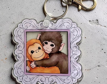 PUNCH the Baby Monkey Acrylic Keychain, Cute Best Friend Gift, Photo Frame Charm, Emotional Support Keychain, Birthday Gift For Her, Bag Tag
