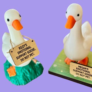 Emotional Support Desk Goose, Customized Sign, Stand for Interchangeable Signs, Gift for Goose Lover, Do Not Pet, Personalized, Desk Buddy image 4