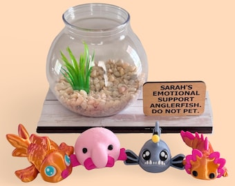 Desktop AQUARIUM, Desktop Toys, Cubicle Gifts, Goldfish, Anglerfish, Blobfish, Axolotl, Desk Pet, Personalized