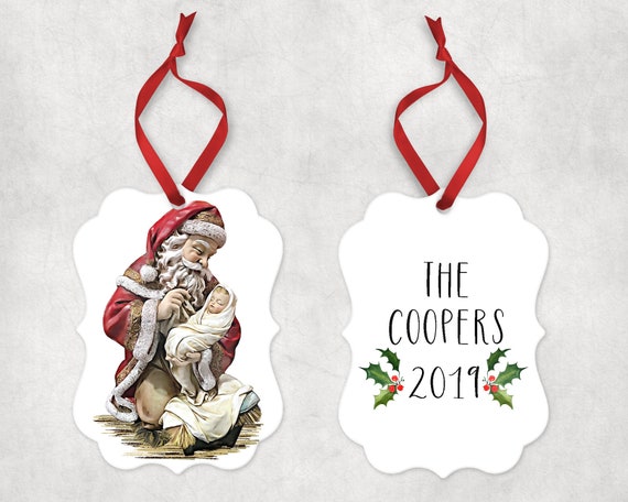 santa and baby jesus ornament