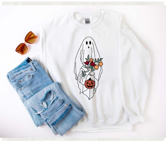 HALLOWEEN GHOST SHIRT, Ghost Sweatshirt, Halloween Sweatshirt, Spoopy, Halloween Shirt for Women, Halloween Party Costume, Ghost Hunter