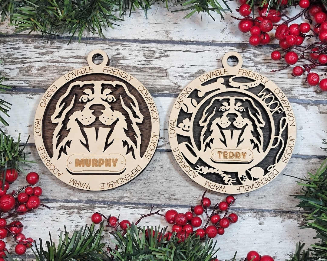 Personalized Bernese Mountain Dog Custom Dog Ornament, Bernese Mountain