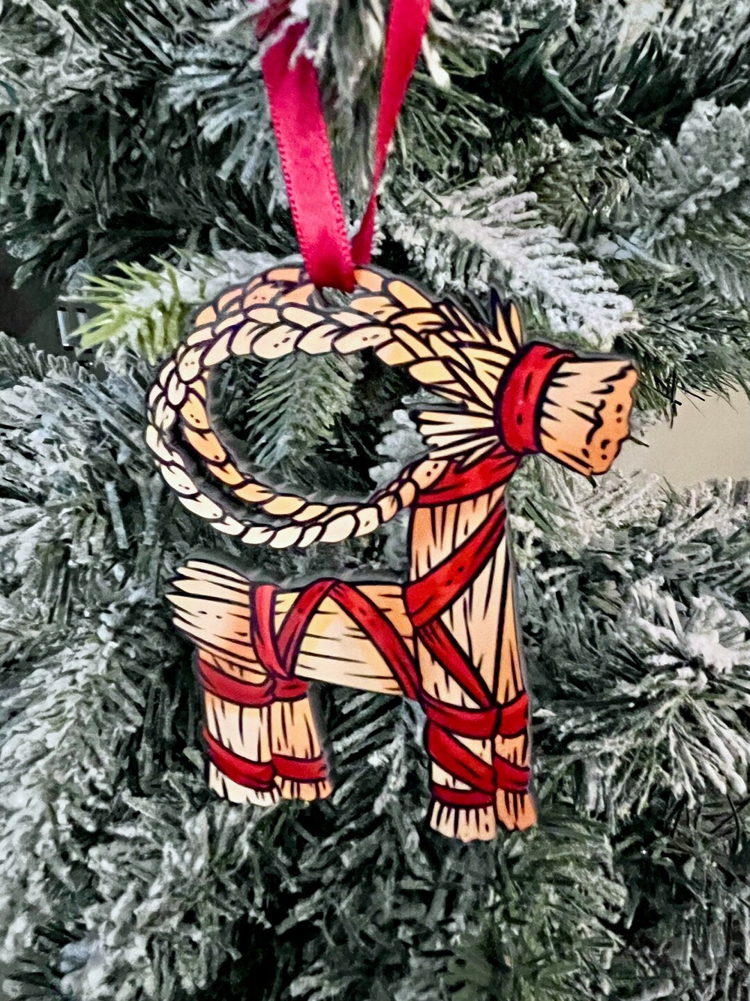 Yule Goat Ornament, Julbock Wooden Ornament, Winter Solstice