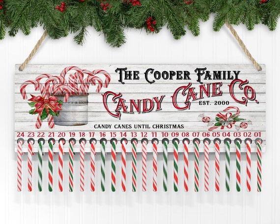 Personalized Advent Calendar for Candy Canes, Custom Christmas Decor, Custom Name Sign, Family Christmas Sign, Christmas Calendar, Countdown - Etsy personalized-advent-calendar-for-candy-canes-custom-christmas-decor-custom-name-sign-family-christmas-sign-christmas-calendar-countdown-etsy