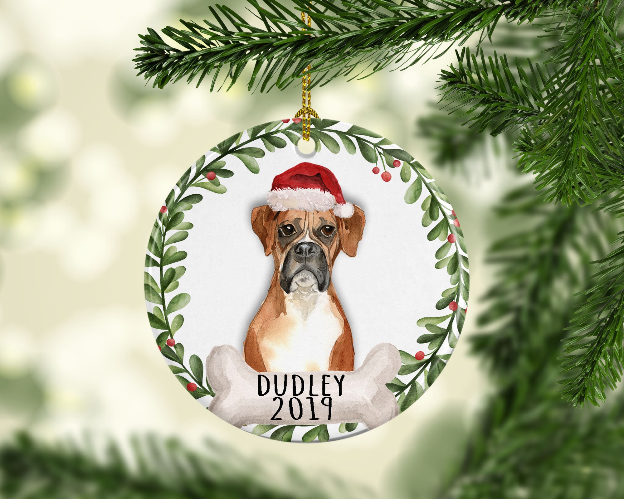 BOXER Personalized Dog Christmas Tree Ornament Custom Dog - Etsy Sweden