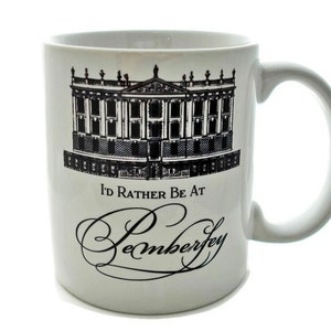 Jane Austen Gift, Jane Austen Mug, Pride and Prejudice Literary Mug Librarian Mug Gift for bookworm, Bookish Mug,  Pemberley Mug, Coffee Mug