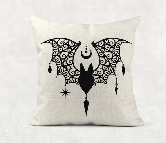 Halloween Decor, Vampire Bat Pillow, Moon Phases Pillow, Halloween