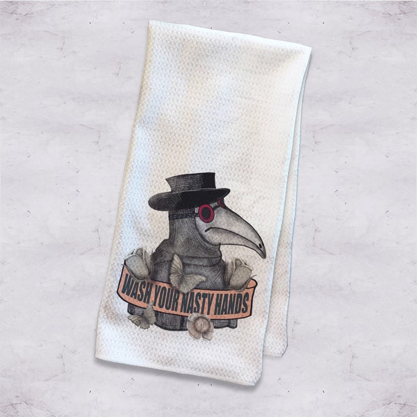 Plague Doctor, Wash Your Nasty Hands, Bathroom Hand Towel Towels, Housewarming Gift, Hostess Gift, Quarantine and Chill, Social Distancing