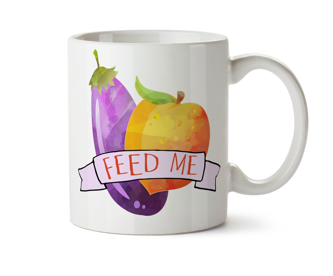 Naughty Coffee Mug, Eggplant Emoji, Peach Emoji, Gift for Boyfriend
