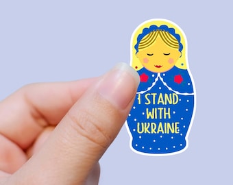 Solidarity with UKRAINE, Support for Ukraine, Nesting Doll, Sticker 3&quot; Decal Great for Water Bottles Flask Laptop Tumbler Donation Stickers