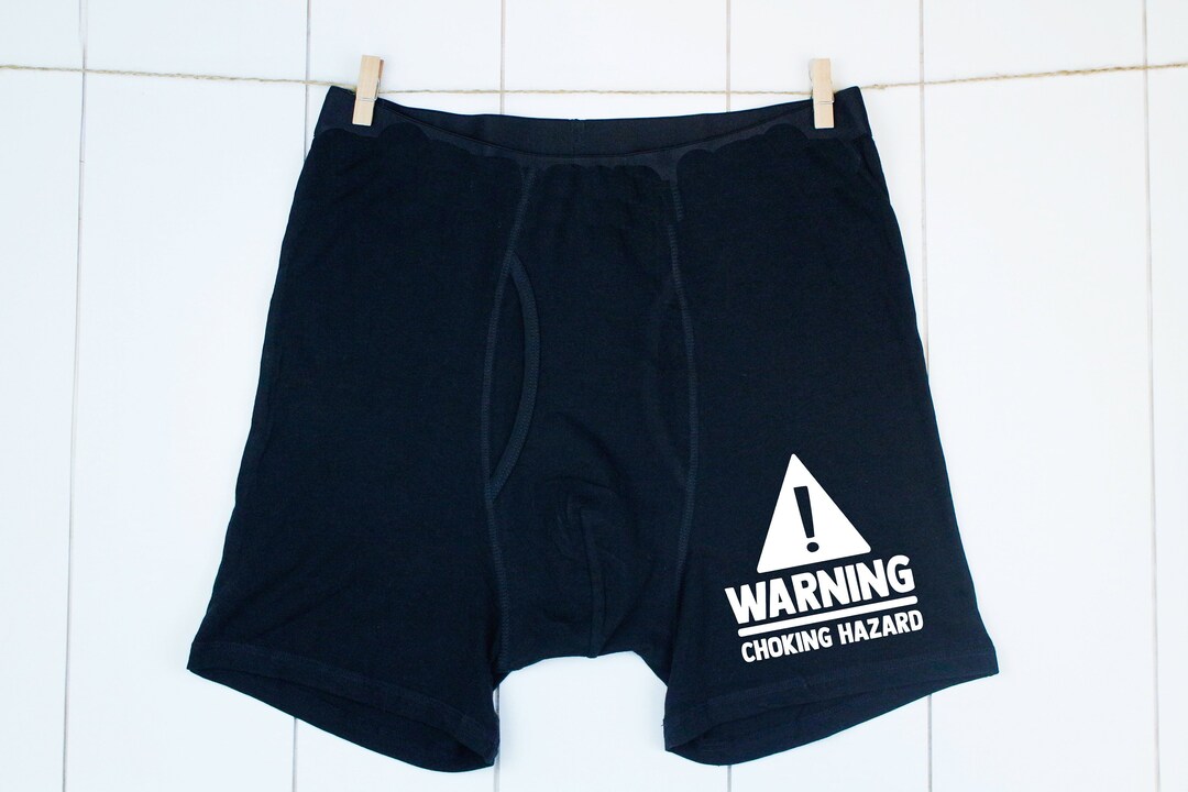 Funny "Warning: Choking Hazard" Boxer Shorts – Valentine's Day Gift For Boyfriend