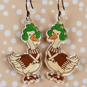 Silly Goose Earrings, Porch Goose Earrings, Goose Birthday Party, Girl Trip, Goose on the Loose Jewelry, Novelty, Clear Acrylic, Dangle