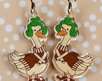 Silly Goose Earrings, Porch Goose Earrings, Goose Birthday Party, Girl Trip, Goose on the Loose Jewelry, Novelty, Clear Acrylic, Dangle