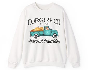 Corgi & Co Truck Harvest Hayrides Sweatshirt | Fall Farm Truck Graphic