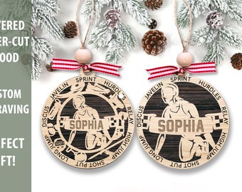 Track and Field Personalized Ornament, Track and Field Female Athlete Ornament, Girls Track and Field Team, Runner Ornament, Coach Gift