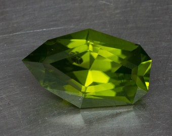 Vivid Green Peridot Loose Natural Untreated Large Freeform Designer Cut Conflict Free Handmade Precision Cut Faceted Gemstone