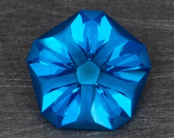 Cerulean Blue Sapphire Loose Lab Created Conflict Free Modern Floral Hanami Handmade Precision Cut Gemstone