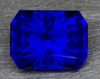 Blue UV Reactive Nanosital With Purple Fluorescence Loose Man Made Modern Brilliant Emerald Cut Faceted Handmade Gemstone