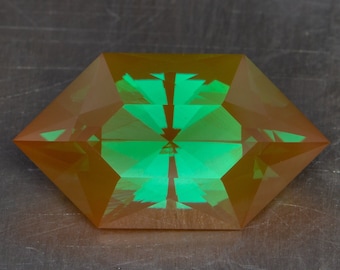 Sweet Dreams Nanosital Orange and Green Flash Loose Lab Created Modern Faceted Handmade Gemstone