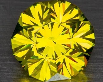 Golden Yellow Laser YAG Yttrium Aluminum Garnet Lab Created Gnome's Geode Cut Faceted Handmade Gemstone