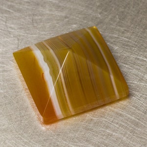 Golden Banded Agate Loose Natural and Untreated Square Pyramid Freeform Designer Cabochon Cab image 1