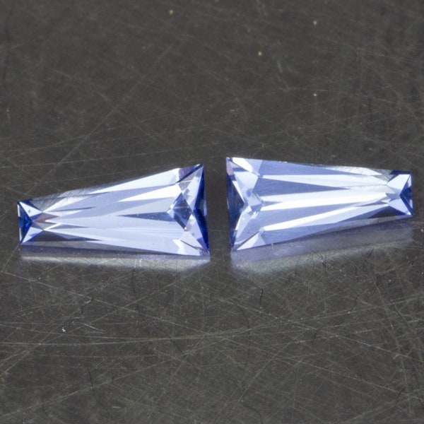 Light Blue Sapphire Loose Matched Pair of Lab Created Tapered Baguette Designer Precision Handmade Gemstones