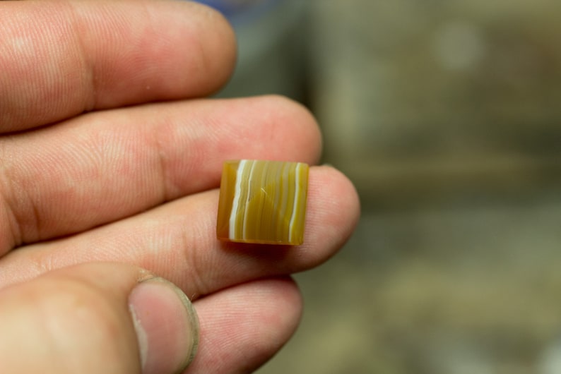 Golden Banded Agate Loose Natural and Untreated Square Pyramid Freeform Designer Cabochon Cab image 5
