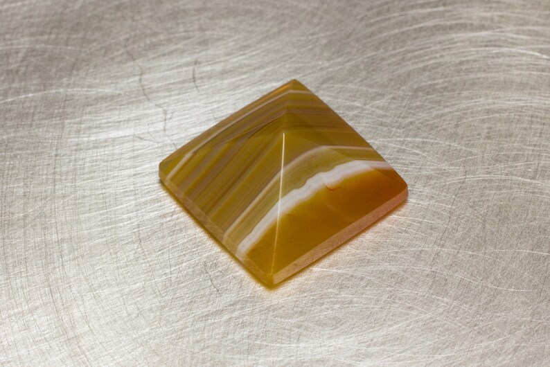 Golden Banded Agate Loose Natural and Untreated Square Pyramid Freeform Designer Cabochon Cab image 2