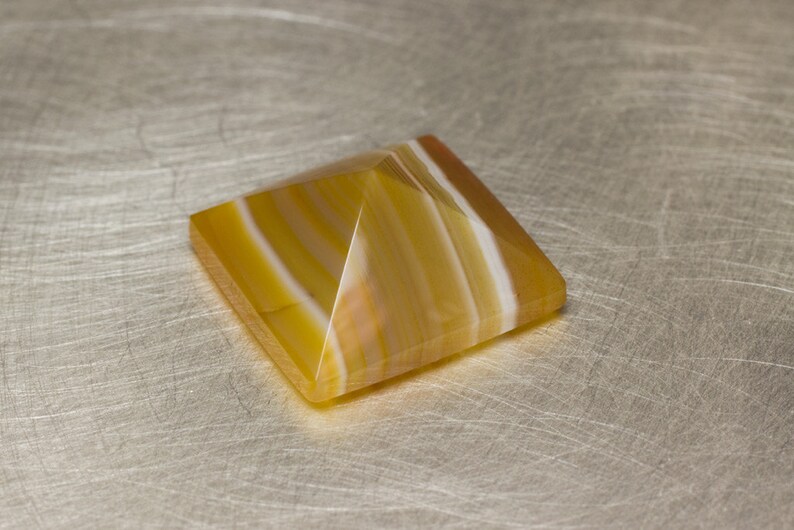 Golden Banded Agate Loose Natural and Untreated Square Pyramid Freeform Designer Cabochon Cab image 3